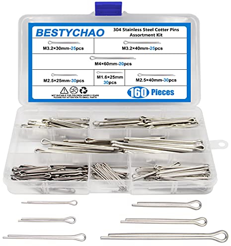 BESTYCHAO 160 Stk Splinte Sortiment Edelstahl Splinte Set, Metallsplinte Federsplinte Clips für Autos Wohnmobile
