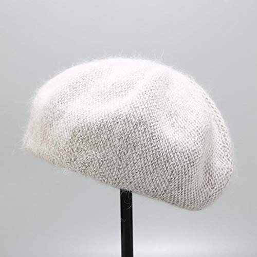 WQZYY&ASDCD Barett Cap Baskenmütze Schirmmütze Fashion Barett Strickmütze Damen Warme Mütze Einfache Mütze-Hellgrau_M (56-58Cm)