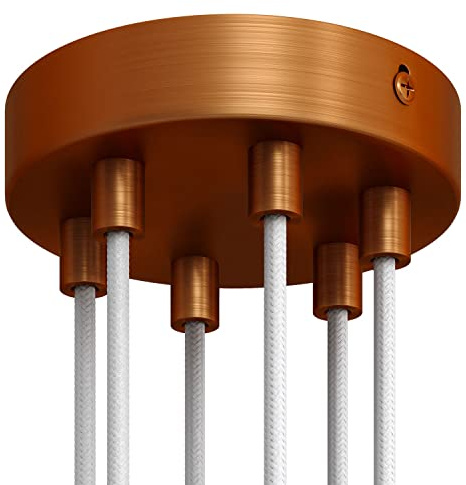 creative cables - Kit zylindrischer Metall-Lampenbaldachin mit 6 Löchern - Zylindrisch, Kupfer satiniert