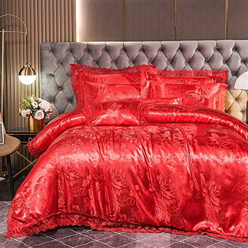Copripiumino Matrimoniale Con Federa In Satin,Set Copripiumino Matrimoniali Completo King,Lenzuola Matrimoniali Cotone,Set Di Biancheria Da Letto In Seta Di Lusso, Lenzuolo A Tinta Unita, Copripiumin