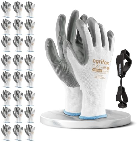 FUZZIO 24 Paar Ogrifox Nitril besichtet Arbeitshandschuhe Handschuh-Klammer