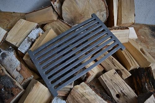 SEZAM Parrilla de hierro fundido para chimenea, 33 x 20,5 cm, rejilla para chimenea, rejilla para chimenea, rejilla para estufa, rejilla para chimenea, piezas de repuesto, accesorios de hierro