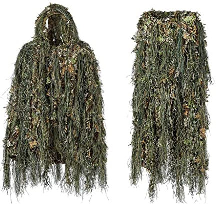 MJZYP Herren Camouflage Hide Jagdbekleidung Camouflage Jagd Hoodie, Jagd-Tarnkleidung Ghillie Suit Camouflage, Ghillie Camouflage Desert Sniper Airsoft für 3D-Camouflage-Fotografie