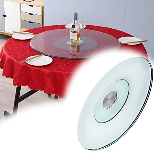 BIRLD 50cm Plateau De Service Rond pour Cuisine Lazy Susan, Assiette De Service Silencieuse Rotative, Plateau Tournant en Verre Trempé Antidéflagrant (Size : 50cm/20in)