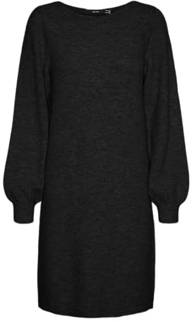 VERO MODA Stickad klänning för kvinnor, kort klänning, Svart, M
