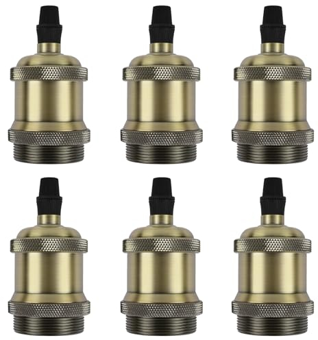 Weinsamkeit E27 Vintage Lampenfassung, 6 Stücke Glühbirnen Fassung, Lampenhalter aus Aluminium und Keramik, Vintage Edison Lampenfassung für Deckenleuchten & DIY-Wandleuchte