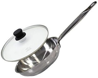 ELO 9905250 Ensemble de poêle et couvercle 32 cm, poêle à frire, poêle de cuisine, couvercle de cuisson, poele induction, verre, acier inoxydable, transparent, 32 cm