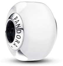Pandora Moments Charm en argent sterling avec verre de Murano blanc