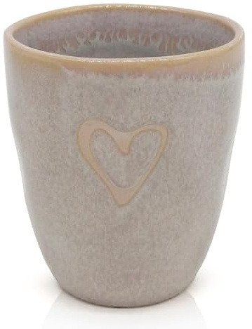 Mea-Living STONEWARE Espressobecher sand Herz, handgemachtes Steingut, 150 ml, wunderschönes handmade Geschirr