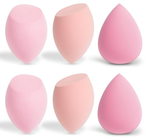 AiQInu 6pz Spugnette Trucco, Beauty Blender Make Up, Spugnetta Fondotinta, Spugnetta Trucco Make Up, Spugna Fondotinta per Miscelare Liquido Fondontinta Crema e Polvere