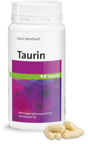 Taurina 180 Cápsulas - con 600mg aminoácido taurina y vitamina B2