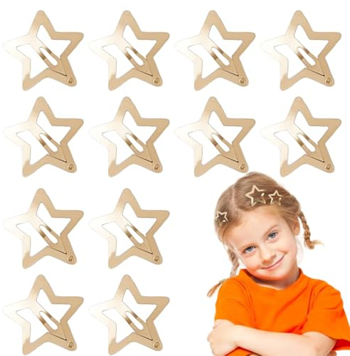 Fc'Noqgn 12er Pack Stern-Haarspangen Gold Haarschmuck Pentagramm-Haarspangen für Mädchen und Frauen
