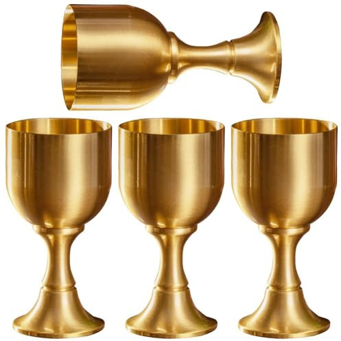 Luxylei Gobelet À Calice en Cuivre Pur, Gobelet À Liqueur en Métal, Verre À Cocktail, Gobelet À Vin, Gobelet À Boisson en Laiton, Gobelet en Laiton pour Fête À Maison