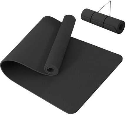 Good Nite Yogamatte, dick, 10 mm, TPE, Yogamatten für Damen und Herren, rutschfeste Gymnastikmatten für Zuhause, Fitness, Workout-Matte, Pilates, 183 x 61 x 1 cm, Schwarz