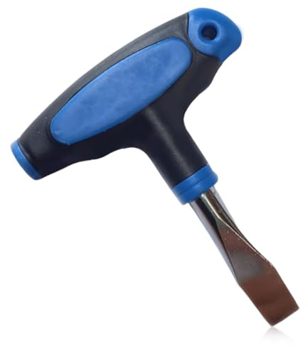 Tournevis à tête plate avec poignée en T de 12 mm – Poignée ergonomique en plastique, facile à utiliser, idéal pour les décors de films – Bleu et noir