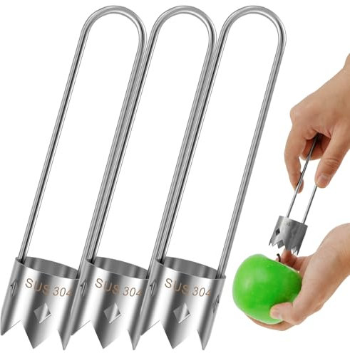 BUTORY Évideur de Pommes Acier Inoxydable, Chili Corers, Vide Pommes avec Trou de Suspension, Dénoyauteur à Pomme avec Poignée pour Cuisine à La Maison, Accessoires de Cuisine et Maison(3)