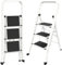 AMHANCIBLE Scala a 3 gradini, con pedale antiscivolo e largo, Scaletta antiscivolo portata fino a 150 kg, scala leggera e portatile, per lavori in casa e in giardino, Bianco EBSL03WT