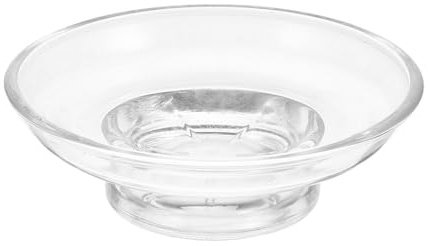 Alipis Portasaponetta Rotonda in Vetro Trasparente Base Antiscivolo, Design Elegante Multifunzionale per Bagno e Lavabo, Accessorio Indispensabile per Doccia e Living