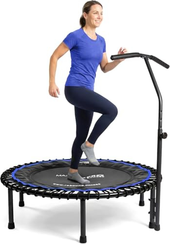 Maximus Pro Bungee Rebounder with T Bar Handle | Stronger Quieter & Softer Bounce | 40'' Mini Trampoline Ready Assembled for Adults | Max 400lb | DVD+ Videos