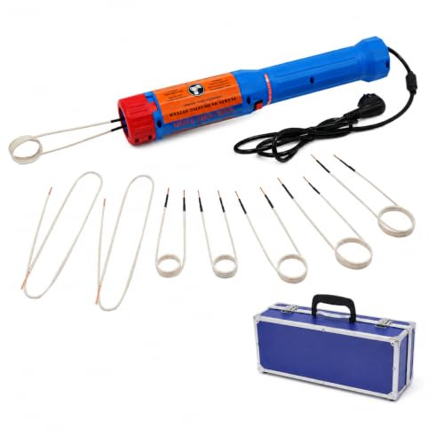 QRANSEUYXY Riscaldamento a induzione per auto, 1,1 KW, con 8 bobine di riscaldamento, set di riscaldamento magnetico a induzione per la rimozione di bulloni e dadi, temperatura massima di