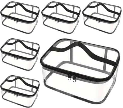 Clear Toy Storage Bags, Gebäudesteine Aufbewahrungsorganisator - Reisen transparenter Beutel für Bausteine | Spielzeugspeicherbox Set von 6, PVC -Brettspiel mit Reißverschluss, Clear Toiletetry B