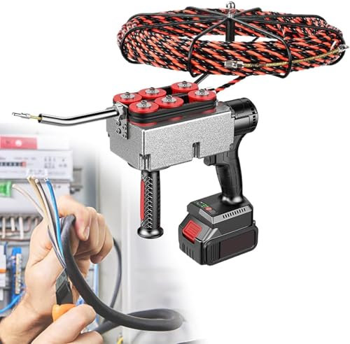 Filettatrice per Tubi Completamente Automatica, Cavo Da 40 M/Min, Collegamento Automatico a Parete, Macchina per Filettare a Parete Ricaricabile, Macchina per Filettare Batteria Litio,15m-25000mah*1