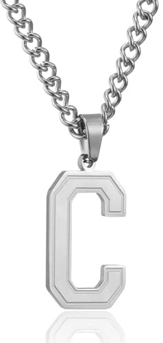 RWQIAN Herrhalsband med bokstäver berlocker silver/guld/svart initialt rostfritt stål bokstäver A-Z hänge halsband 60 cm påskhalsband fars dag jubileumsgåvor för män pojkar, Rostfritt stål