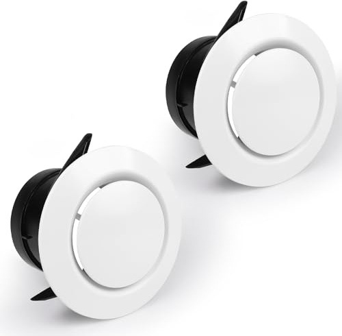 LALAGO 2 pzs Rejilla Ventilacion Regulable Blanca 75mm, ABS Ajustable Válvula de Disco de Suministro de Escape, Cubierta de Conductos de Ventilación para Ventilador de Tubo, Cocina, Aire Acondicionado