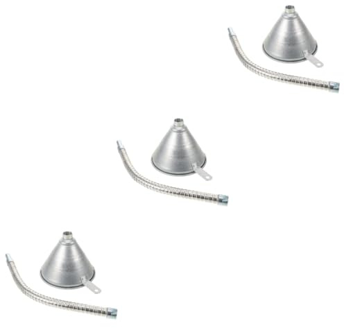 Amosfun 3 Pièces Entonnoir à Huile Pour Changement D'huile Remplissage Automobile Siphon Petit Entonnoir Entonnoirs Gaz Entonnoir De Transmission Le Fer Silver