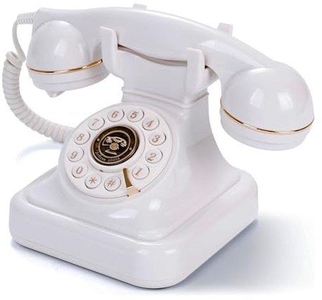 Audio Guest Book Wedding Phone, Retro Wedding Guest Book Telephone with Voice Recording, Record Guest Messages Audio Guestbook for Wedding Party Birthday Baby Shower (White)