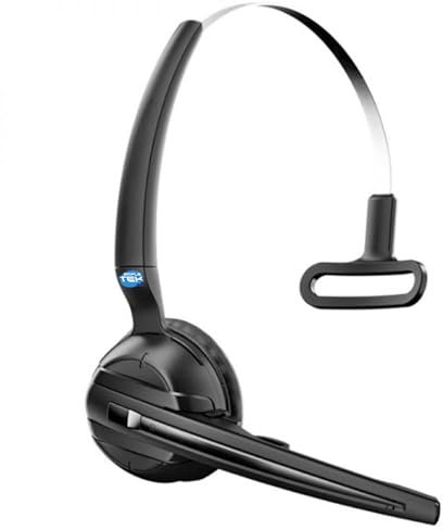 SIMPLETEK - Auriculares DECT inalámbricos con base, micrófono con cancelación de ruido, compatible con teléfonos fijos y softphone a través de USB, cable RJ9 y fuente de alimentación del Reino Unido