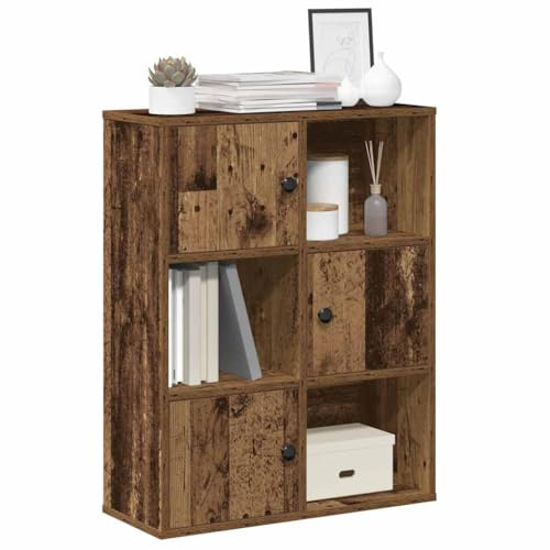 WKIEQACO Bookcase Old Wood 60x24x76.5 cm Engineered WoodShelving Bookcases & Standing Shelves
