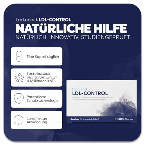Lactobact LDL-CONTROL Kapseln – Lebensmittel für besondere medizinische Zwecke, dessen Bakterienstamm* bei regelmäßiger Einnahme die Cholesterinwerte senken kann (90 Kapseln)