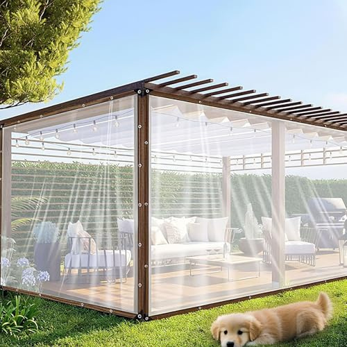 Heavy Duty Clear Waterproof Tarp 3 16.5 56 69 92 111.5 131 144 FT, Wind Protection Tarps for Winter Outdoor, Garden Rainproof Transparent Tarpaulin for Henhouse Canopy Plant(33x39FT)