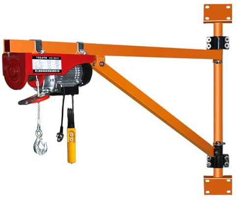 Wall Mount Jib Crane, 220LBS Electric Hoist Holder Swing Arm with Pole,Shop Crane Jib with 180 Degree Rotation PA200-39FT(39.3FT)
