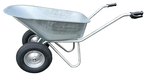 Kelberg Schubkarre Agro 130L – 2-Rad – verzinkte Stahlmulde – stabile BAU-Schubkarre – 200 kg Traglast – für Garten, Hof & Baustelle 400-8 4PR Rad Silber