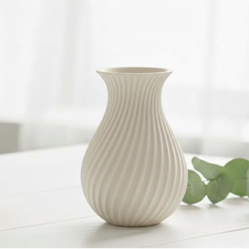 FynDesign Kleine Mini-Vase LYSA (12cm) – Moderne 3D-Druck Deko Vase für Einzelblüten & Trockenblumen, Scandi Design, nachhaltig, Matt-Weiß