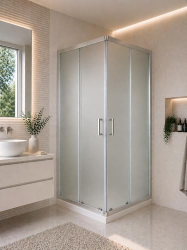 Megistore | Box doccia 6MM Opaco h190 reversibile profili e maniglie in alluminio, doppie rotelle (70x90)