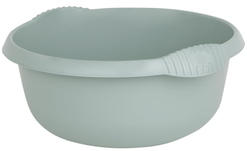 eMKay® 36cm Round Washing Up Bowl – SAGE Green | Extra Large 10L Plastic Sink Bowl with Handles | Gloss Finish | Durable Kitchen Dishwashing Basin | Sink Protector | 36 x 36 x 17cm