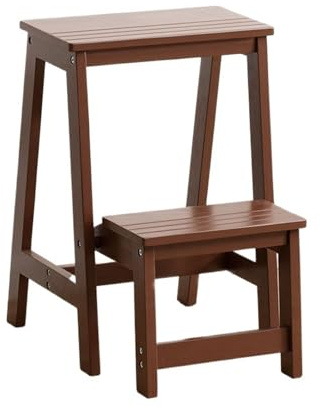 Lkvent Taburete Taburete de Escalera for el hogar, Silla de Escalera Plegable de Madera, Banco de Escalada Multifuncional for Descansar o Transportar Objetos Altos. Plegable(CAF�)