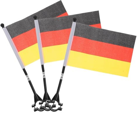 MAGICLULU Dekorative Fahrradfahnen 3 Stück Deutschlandflagge mit Langlebiger Fahnenstange Wetterbeständig für Fahrradlenker Golfwagen und Motorradfahrer