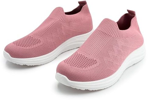 JOMIX Scarpe Donna Senza Lacci in Maglia Traspirante Sneakers Slip On Comode da Passeggio per Tempo Libero Lavoro Viaggio Calzata Memory Morbida con Suola Leggera Pink 39