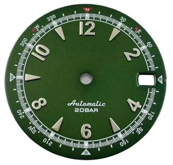 Saharuse Esfera Vintage luminiscente Verde Adecuada for Calibre NH35/4R35, diámetro de Repuesto 28,5 MM, 1 ud