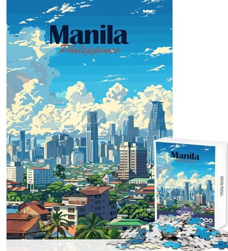 Puzzle de 1000 pièces représentant la Skyline de Manille idéal pour Les Adolescents Jeu créatif et Stimulant Assemblage précis sans espaces pour Une Pause mentale apaisante