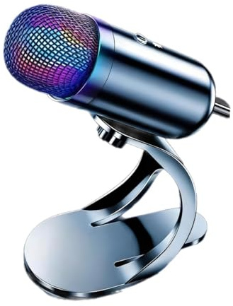 LeeQinersw Microfono a condensatore USB, Microfono per Podcast, Plug And Play, dinamico Compatto per Gaming e su Laptop e PC, con Luci RGB