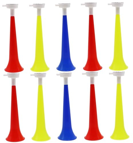 10-teiliges Stadionhorn, lautes Blashorn aus Kunststoff und Geräuscherzeuger für Sportveranstaltungen, Vuvuzela-Trompete zum Jubeln, Fußballspiele und Partygeschenke (zufällige Farbe), Vuvuzela