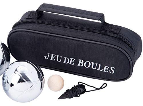 Engelhart - 010121 - Tasche mit 3 Boules Triplette Set - Praktisch - Pétanque-Spiel - Outdoor-Aktivität - Pétanque-Boules - Holz-Cochonnet - Einfache Handhabung - Ab 6 Jahren