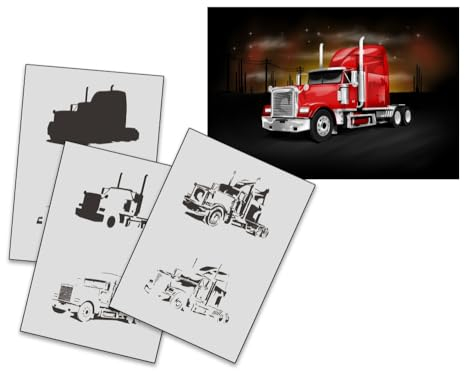 AS-257 LKW Step by Step Airbrushschablone Größe M