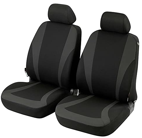 WALSER Sitzbezug Mendoza, 2 Vordersitzbezüge, Schonbezüge für Normalsitze, Sitzschoner Anthrazit/Grau
