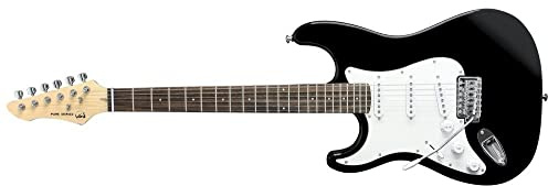 GEWA E-Gitarre RC-100 schwarz, Linkshand Ausführung, Lefthand, Massiver Basswoodkorpus, Ahornhals, Pakkaholz-Griffbrett, verchromte Hardware